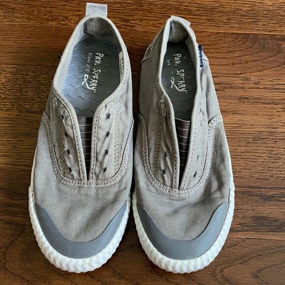 Sperry gray slip on  no lace up sneakers - Picture 1 of 8